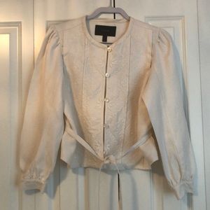 J Crew Cream Linen embroidered jacket - size 8